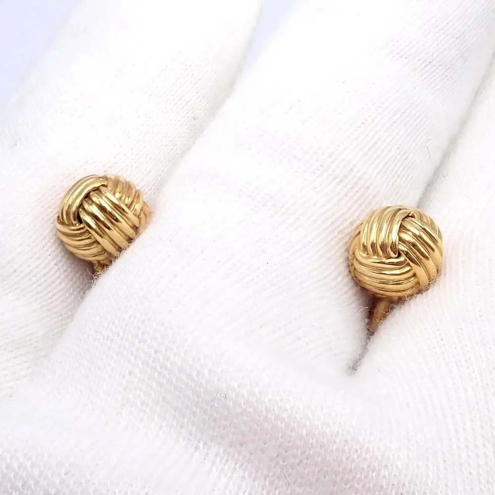 Authentic Tom Ford 18k Yellow Gold Signature Classic Rope Knot Cufflinks